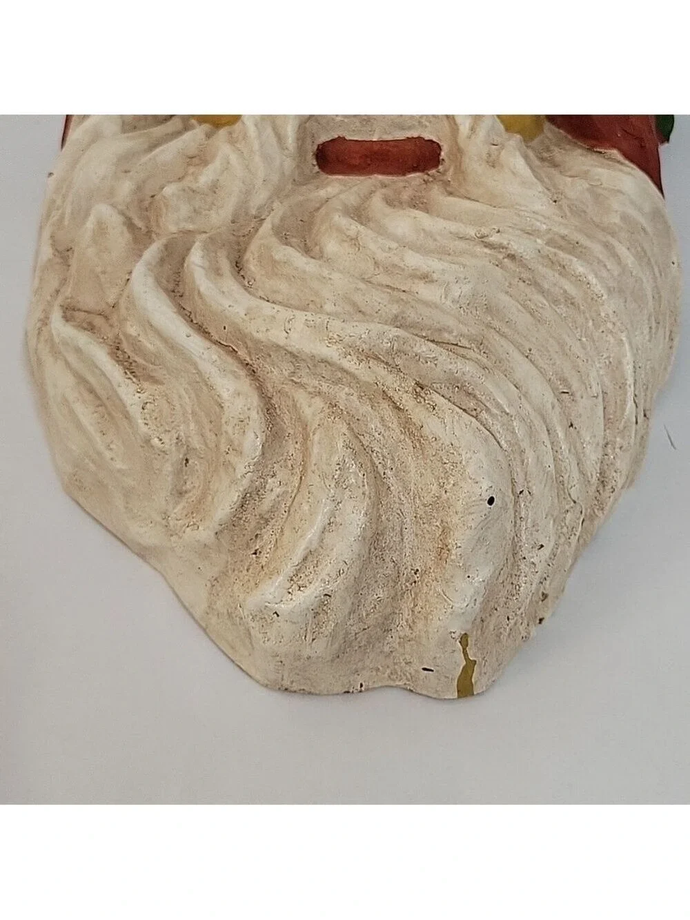 Vtg Large Paper Mache Santa Face Wall Hanging, Display